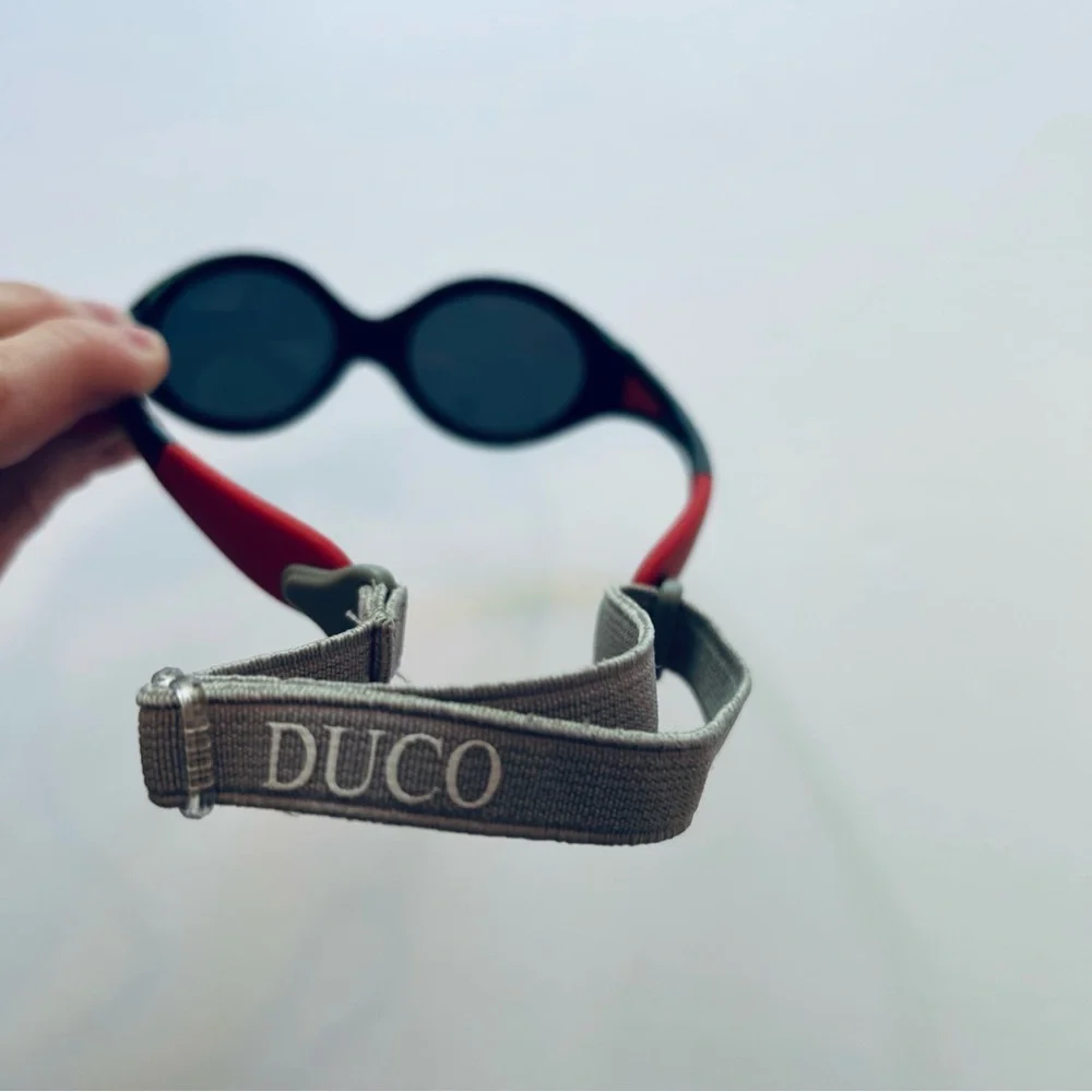Duco Baby Toddler Lightweight Polarized Black Sunglasses Red Car Protective Case